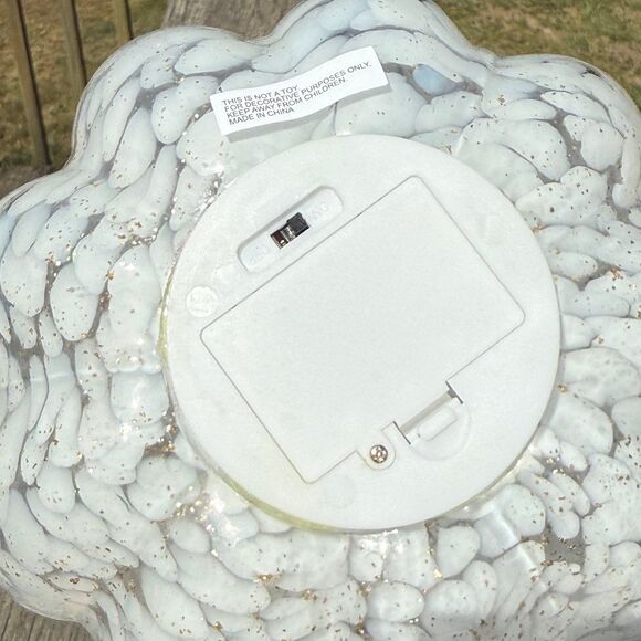 NEW Martha Stewart LED Lit Glass Pumpkin 7” White Spots with Gold Specks - Picture 4 of 5